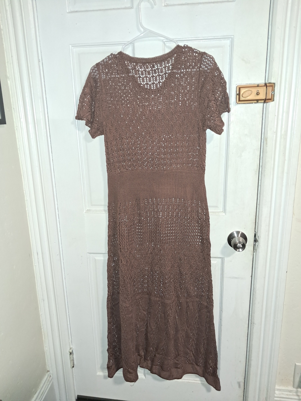 Women’s Brown Crochet Midi Dress - Jane Dressinglog - Picture 6 of 6